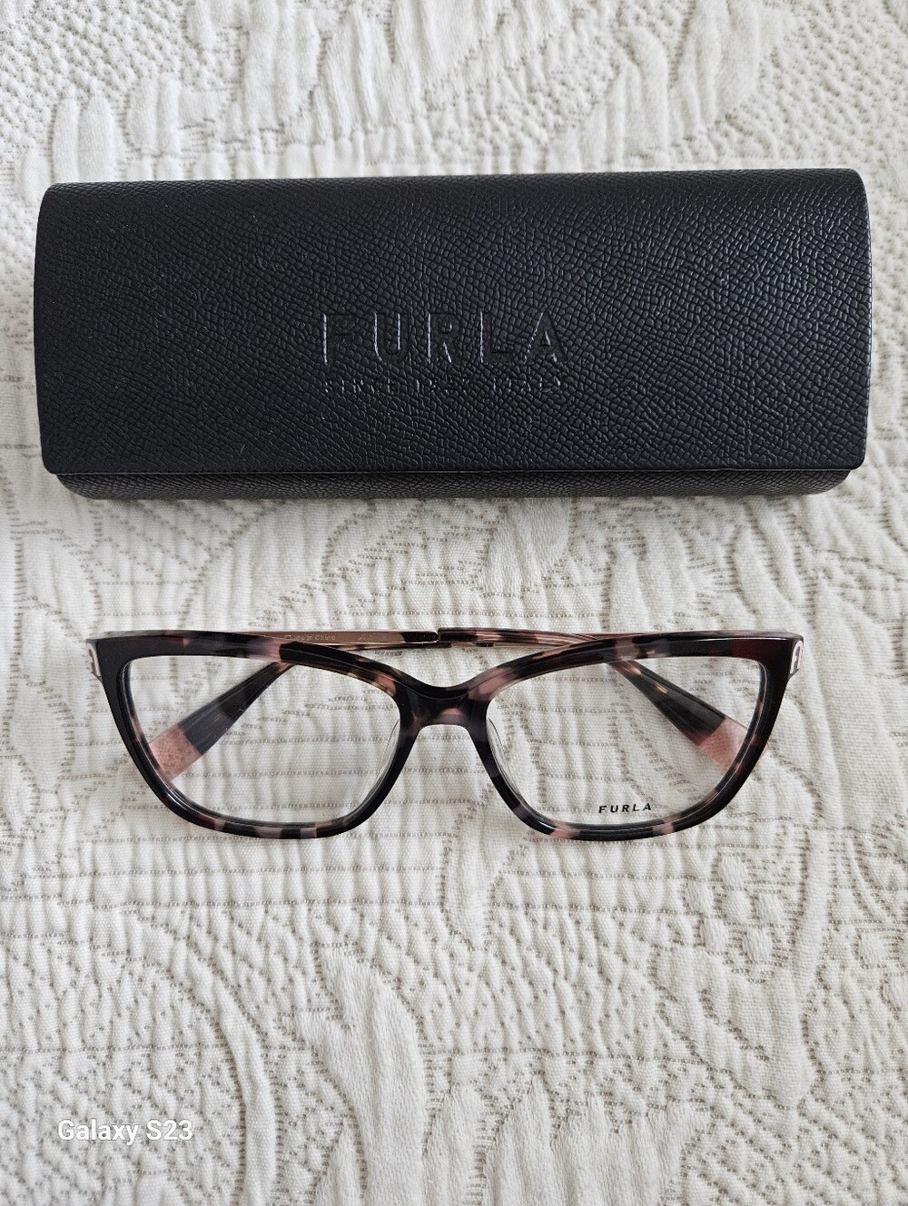 Furla Pink and Brown Tortoiseshell Cat-Eye Glasses